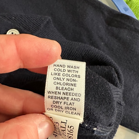 Banana Republic Navy Blue Extra Fine Italian Merino Wool Cardigan Sweater Medium - Picture 7 of 13